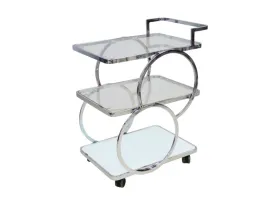 Chrome / White Glass Bar Cart