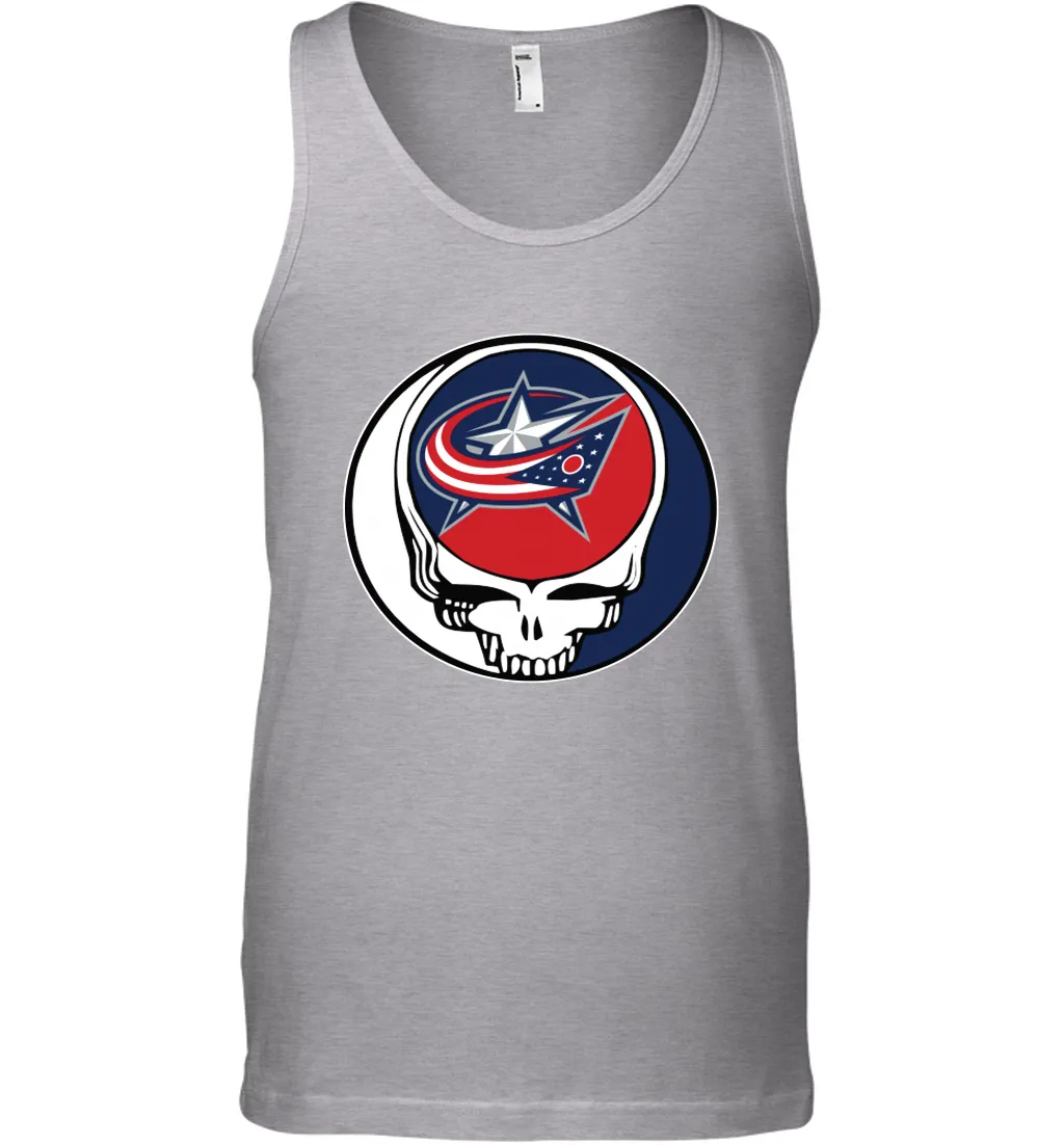 Columbus Blue Grateful Dead Steal Your Face Hockey NHL Mens Tank Top