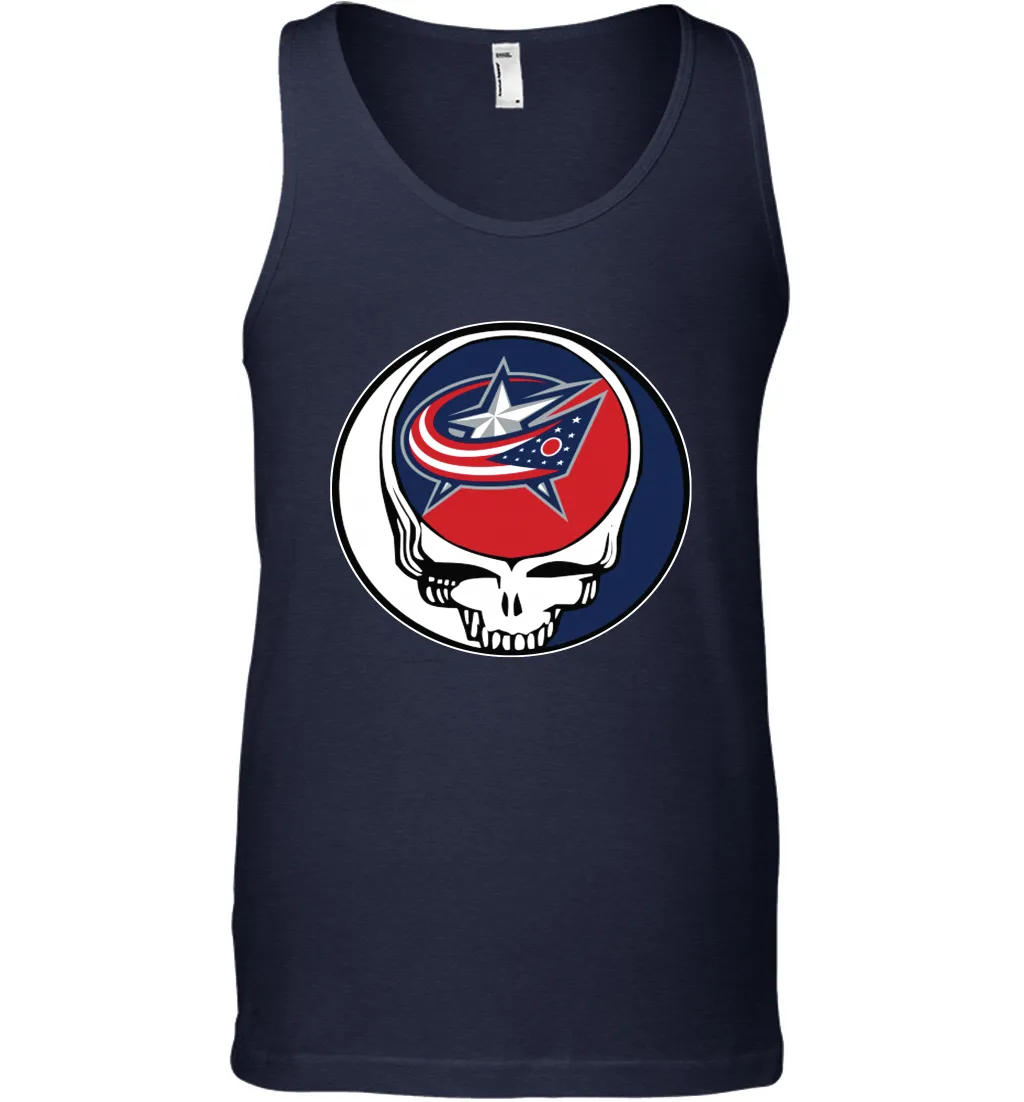 Columbus Blue Grateful Dead Steal Your Face Hockey NHL Mens Tank Top