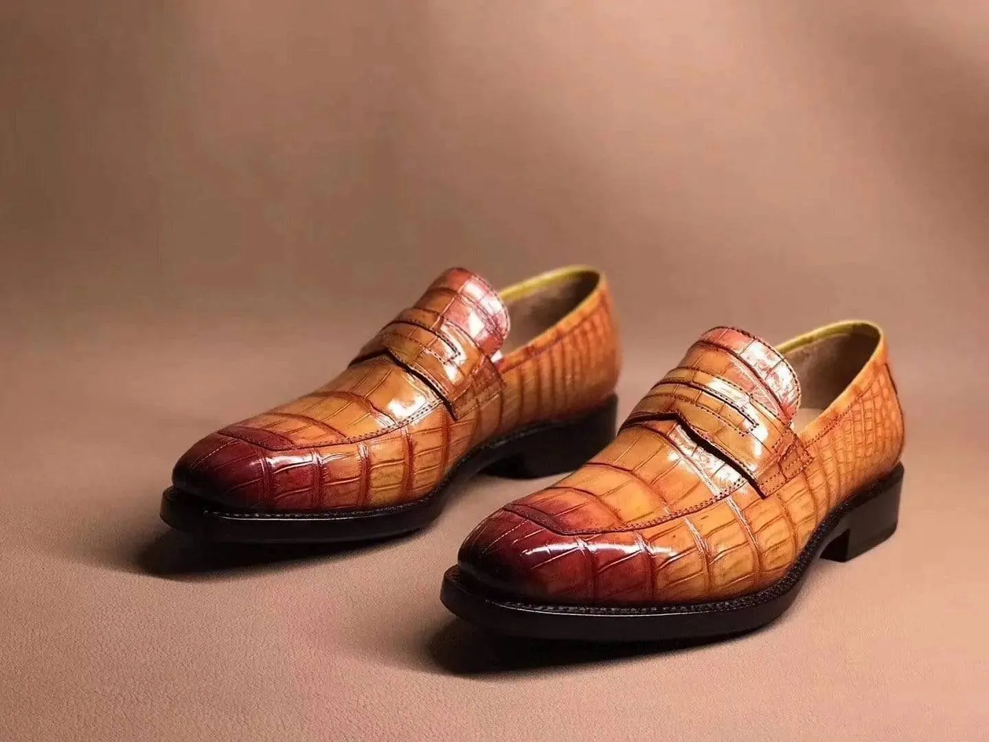 Crocodile Shoes Brown Crocodile Leather Slip On Loafer Shoes