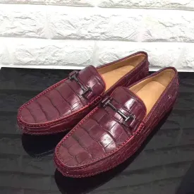 Crocodile Shoes Genuine Crocodile Belly Leather Slip On Loafer Shoes