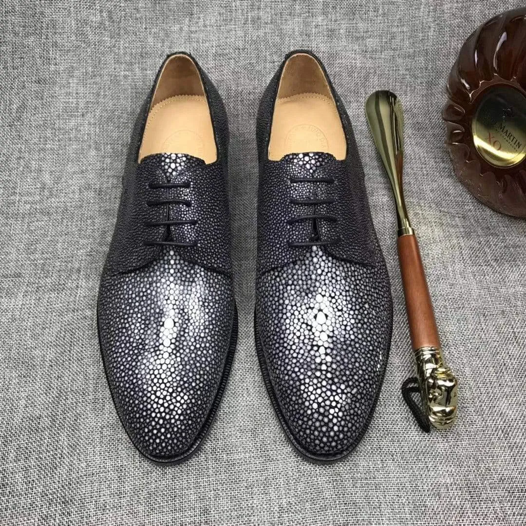 Crocodile Shoes Gray Lizard Leather Lace-Up Shoes For Men