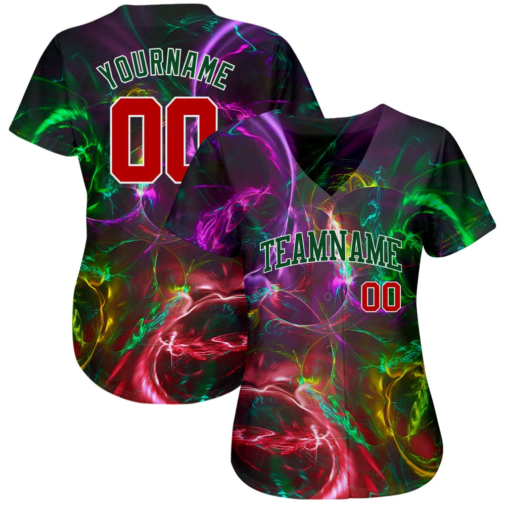 Custom 3D Pattern Design Abstract Fractal Rendering Authentic Baseball Jersey