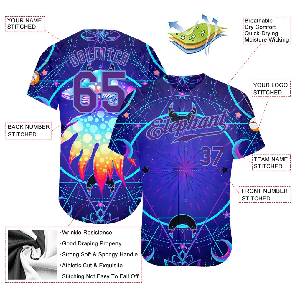 Custom 3D Pattern Design Magic Mushrooms Over Sacred Geometry Psychedelic Hallucination Authentic Baseball Jersey