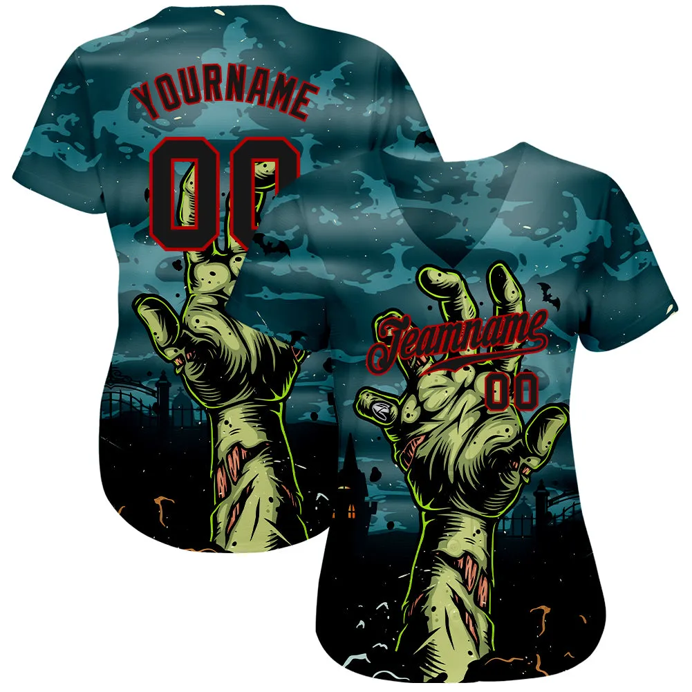 Custom 3D Pattern Halloween Horror Night Trick Treat Authentic Baseball Jersey