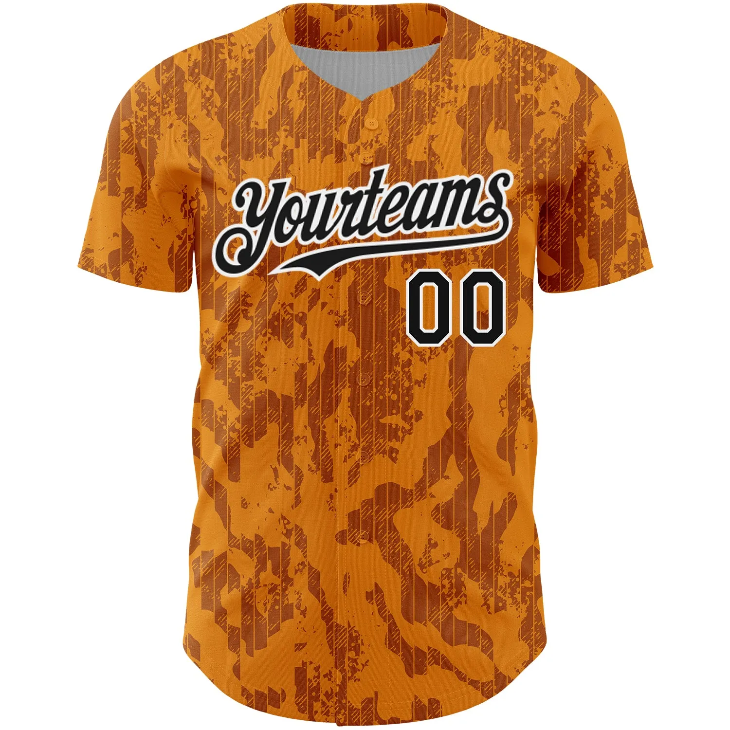 Custom Bay Orange Black-White 3D Pattern Design Abstract Fluid Authentic Baseball Jersey