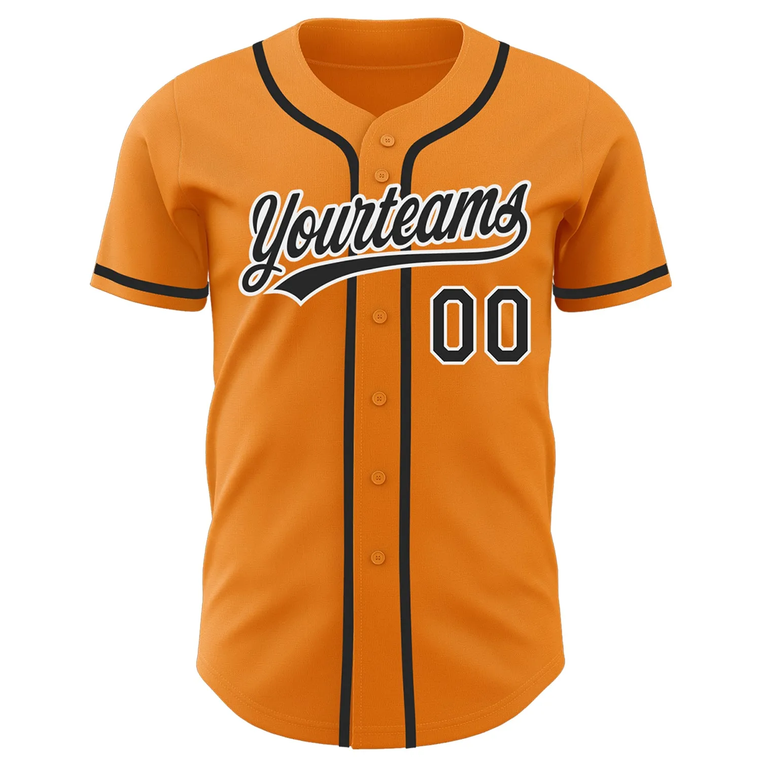 Custom Bay Orange Black-White Authentic Baseball Jersey