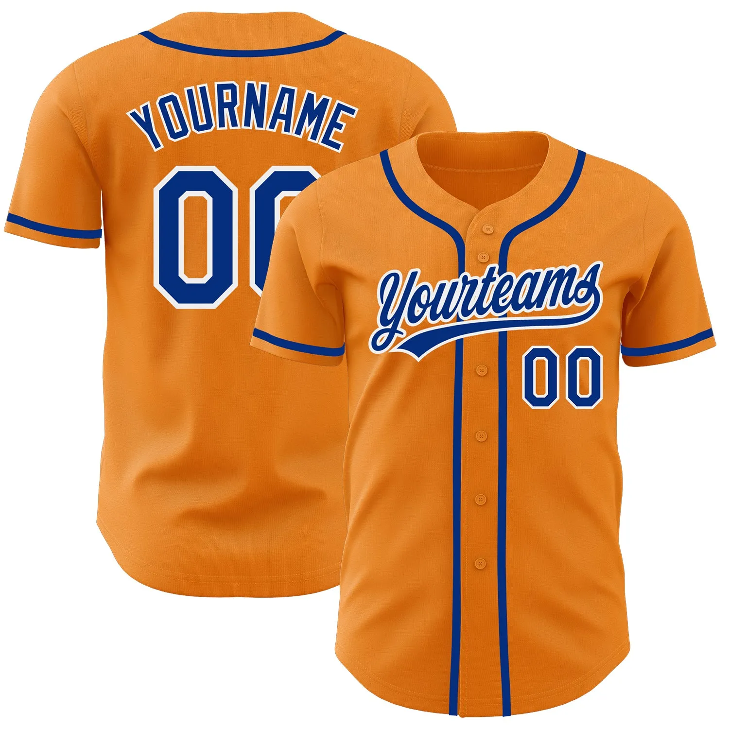 Custom Bay Orange Royal-White Authentic Baseball Jersey