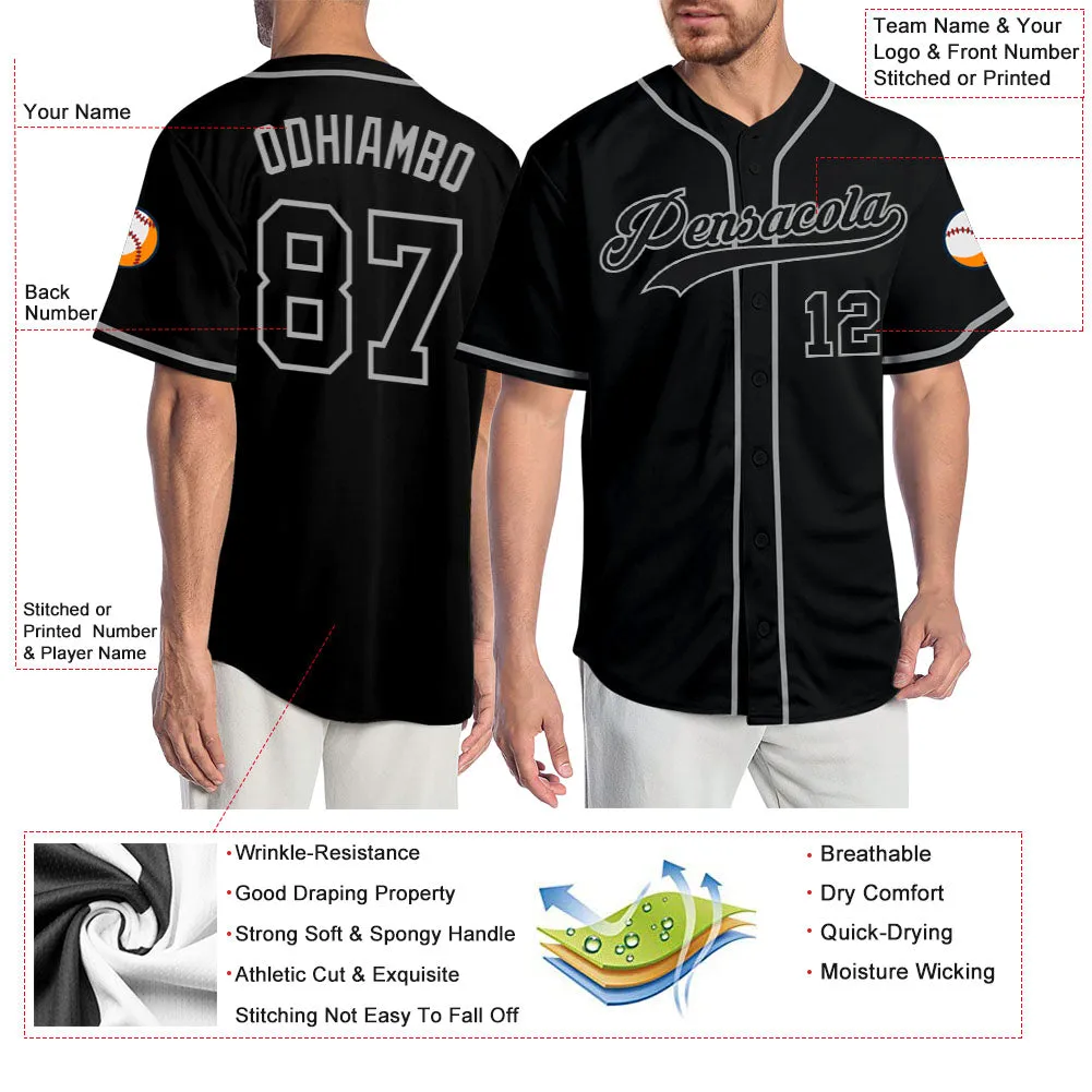 Custom Black Black-Gray Authentic Baseball Jersey