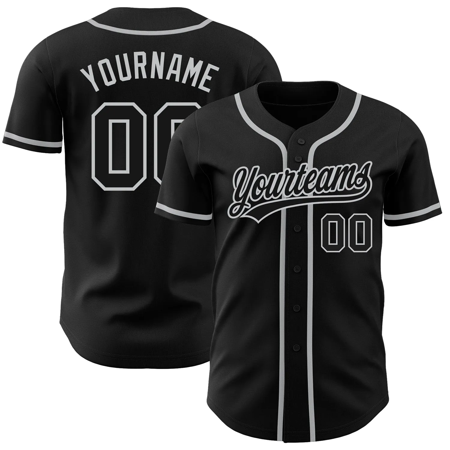 Custom Black Black-Gray Authentic Baseball Jersey