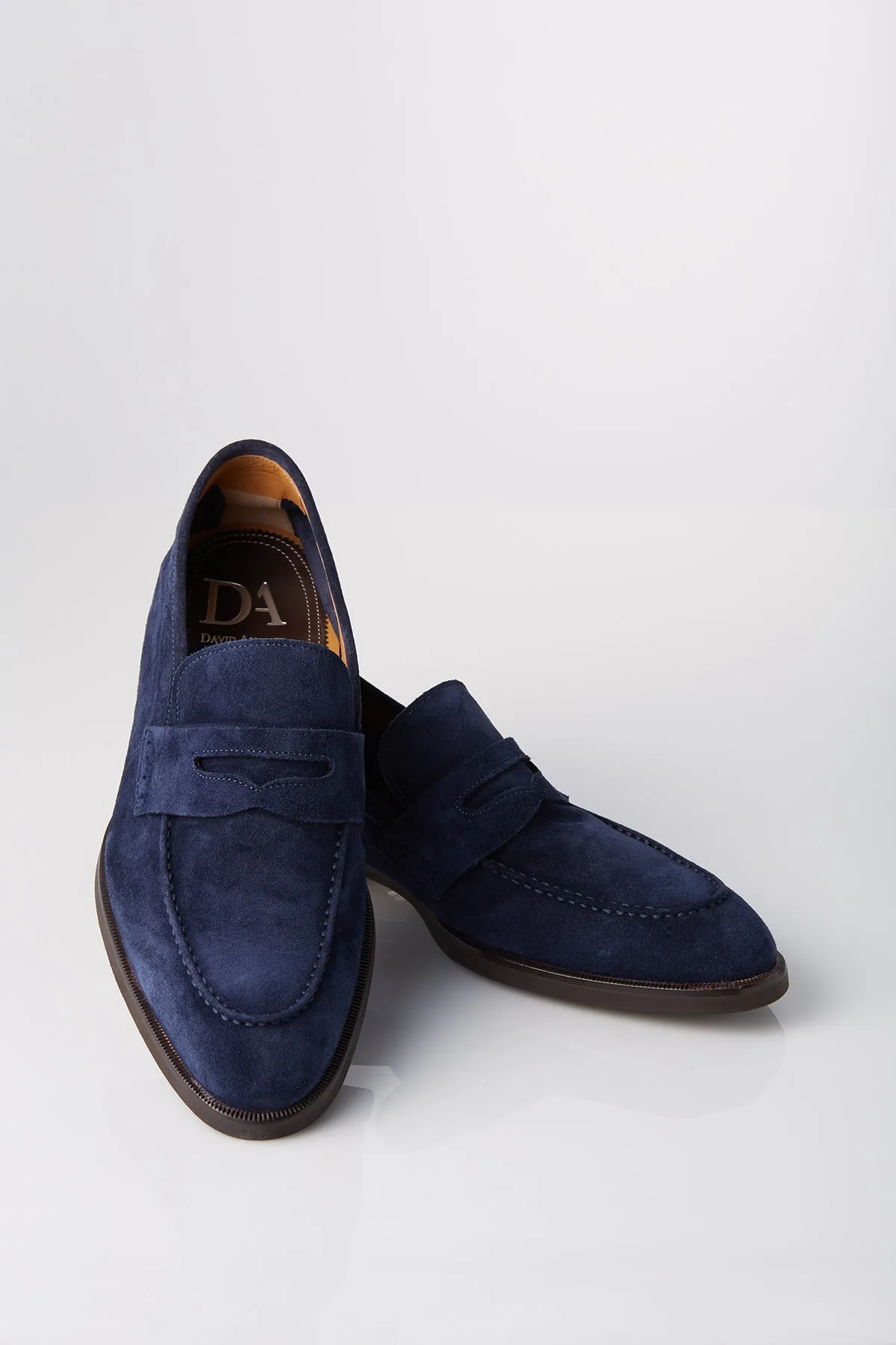 David August Suede Penny Loafer in Cosmos Blue