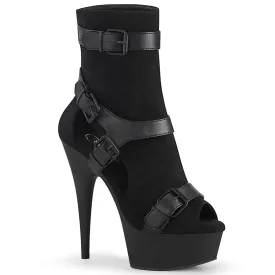 DELIGHT-1037 Black Calf High Peep Toe Boots