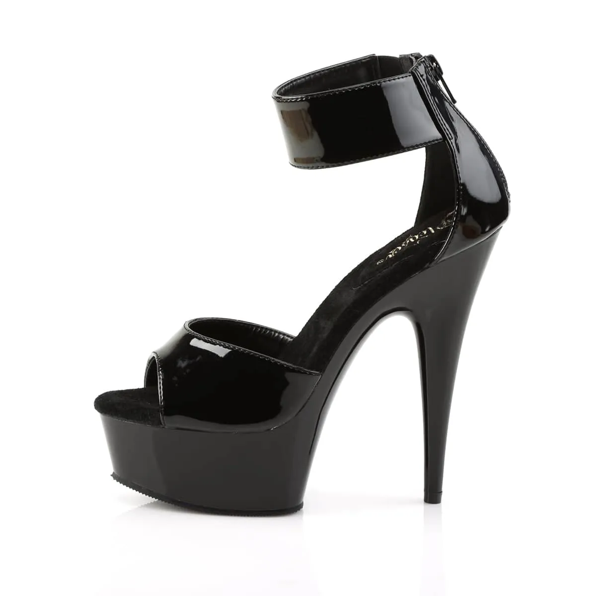 DELIGHT-670-3 Black Ankle Peep Toe High Heel