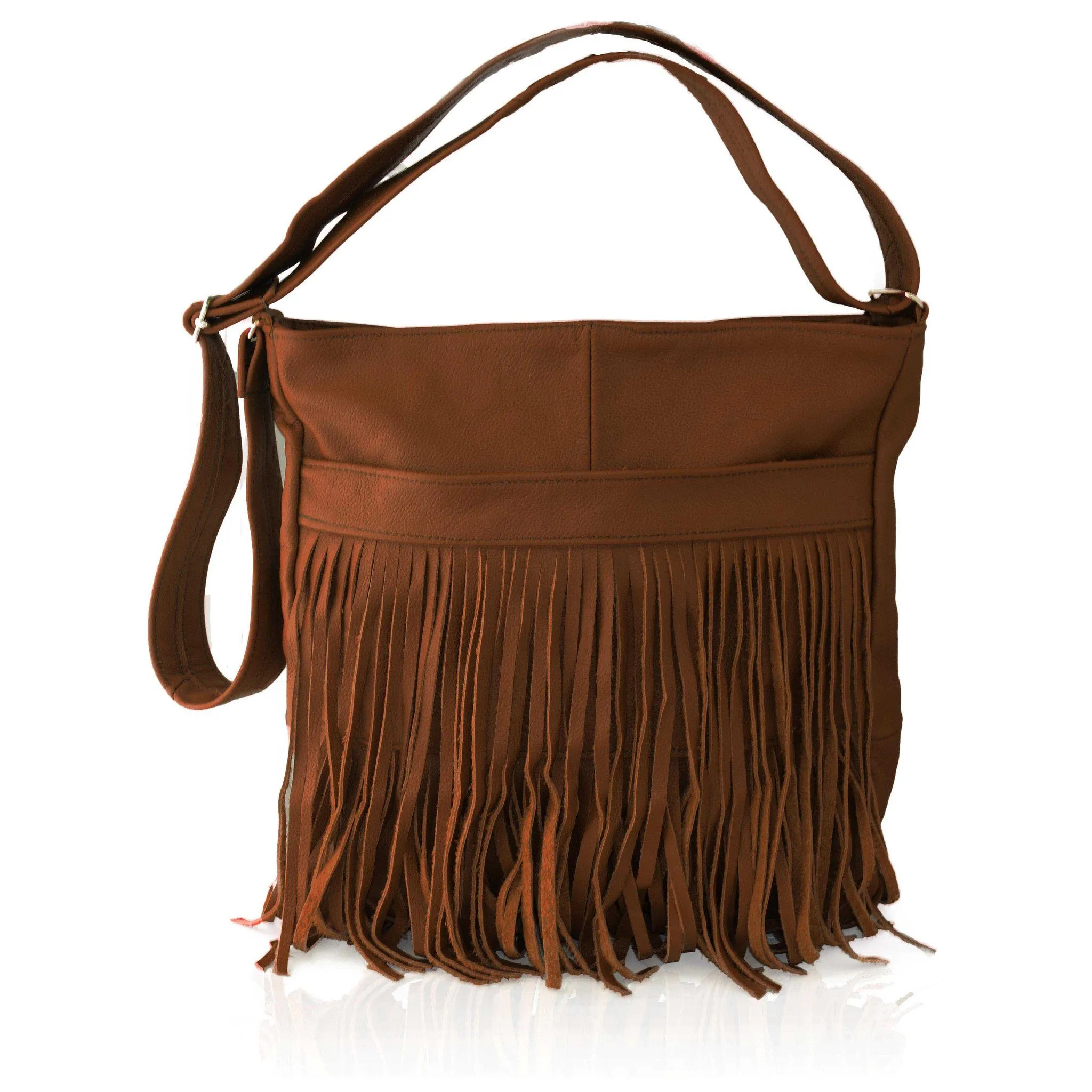 Deluxe Front-Fringed Messenger Bag - Black Color