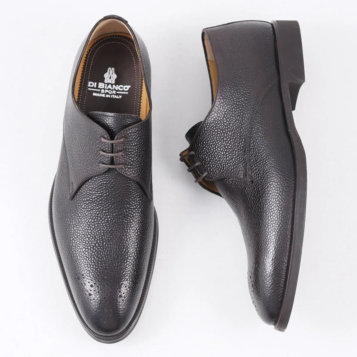 di Bianco Pebble Grained Leather Derby