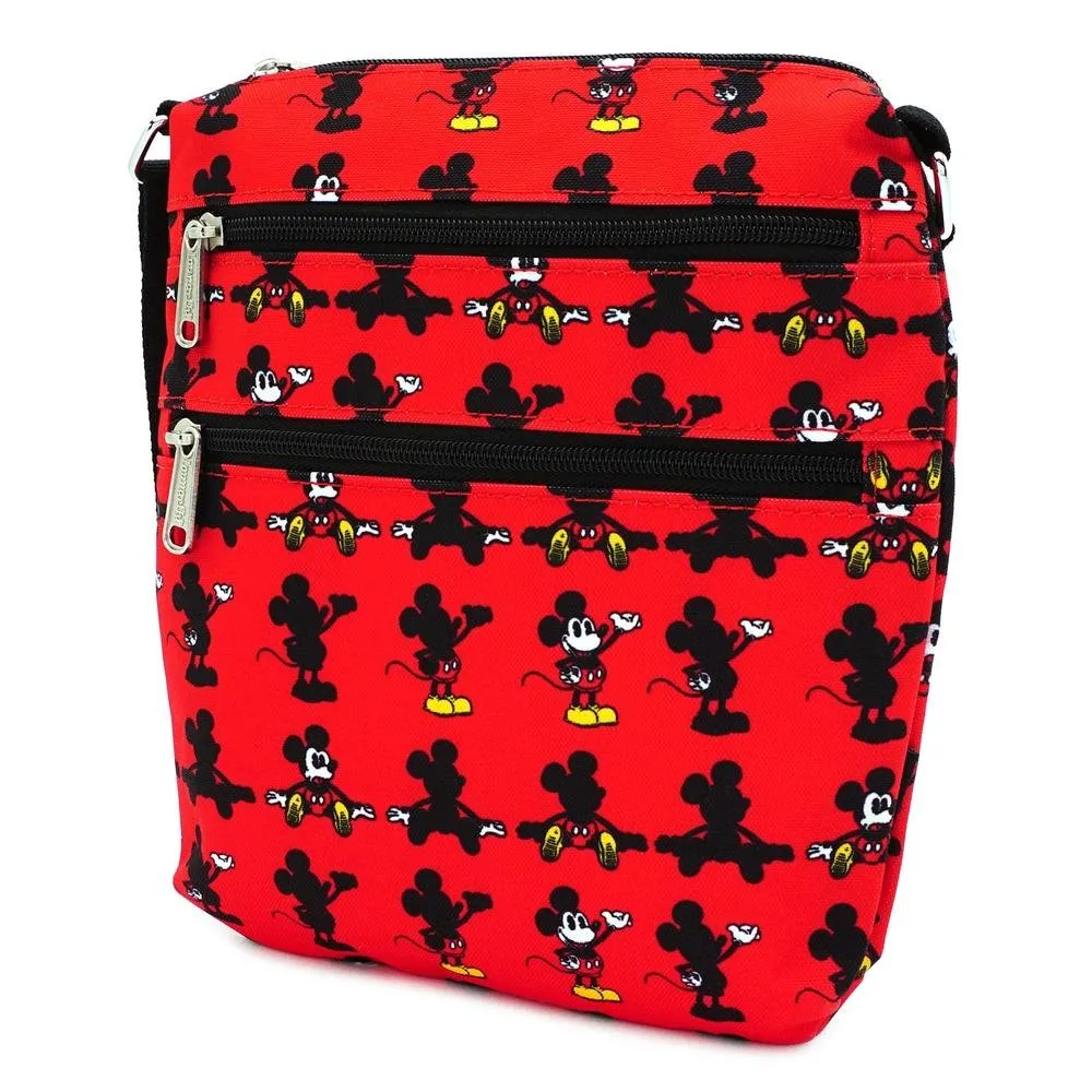 Disney Mickey Mouse Parts All-Over-Print Nylon Passport Crossbody Bag