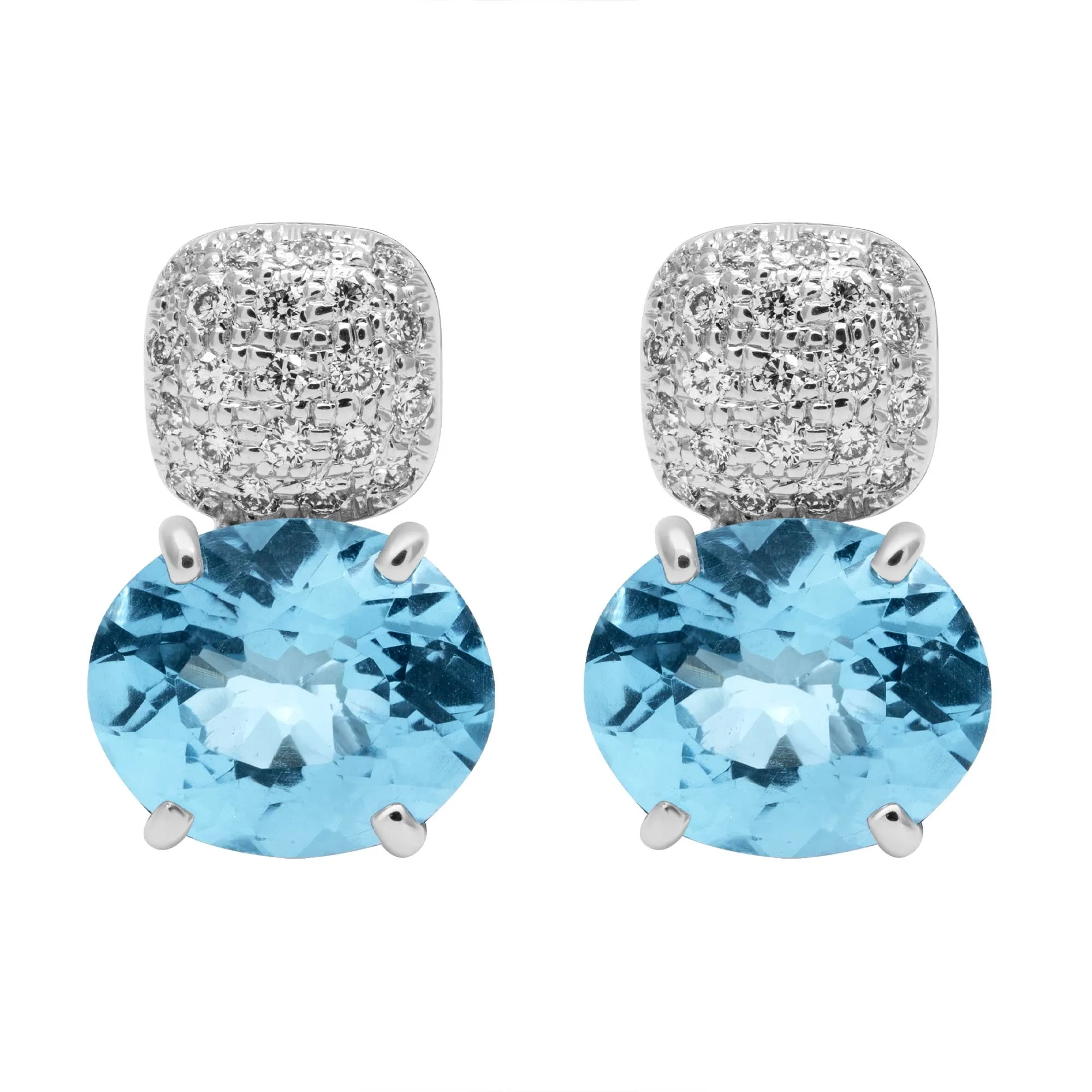 Earrings - Blue Topaz And Diamond