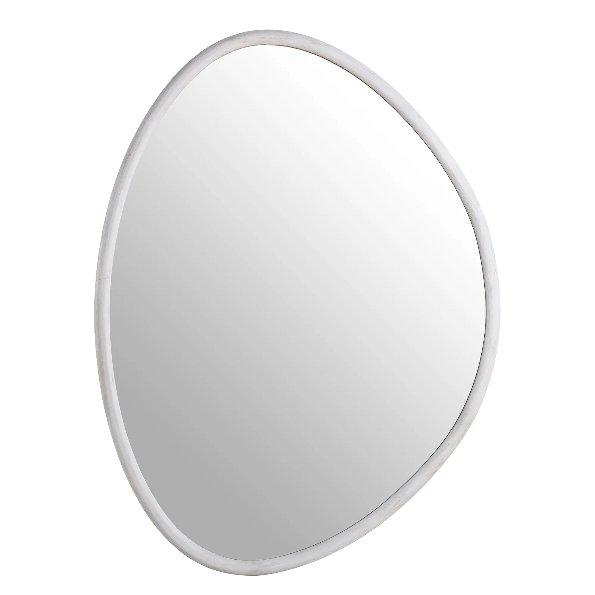 Edo Irregular Pebble Large Wooden Mirror 160 x 120 cm, Washed White