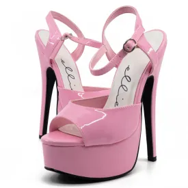 Ellie Shoes Juliet 6.5" Stiletto Patent Platform Sandals - Pink