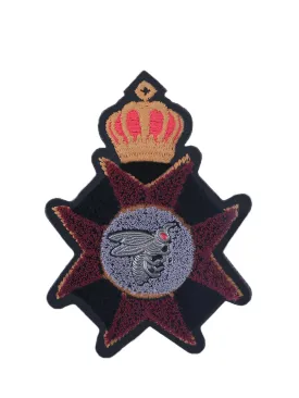 Embroidered Crown & Bee Logo Badge Textured Patch