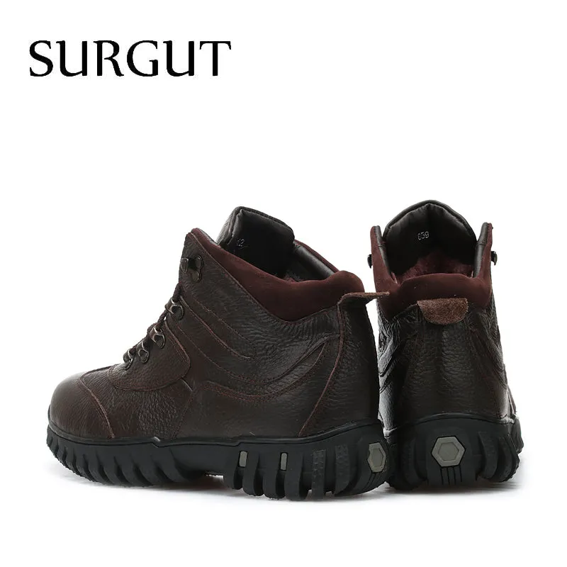 Genuine Leather Military Men Boots Combat Men Infantry Tactical Army Quality Boots Supper Warm Fur Winter Men Snow Boots