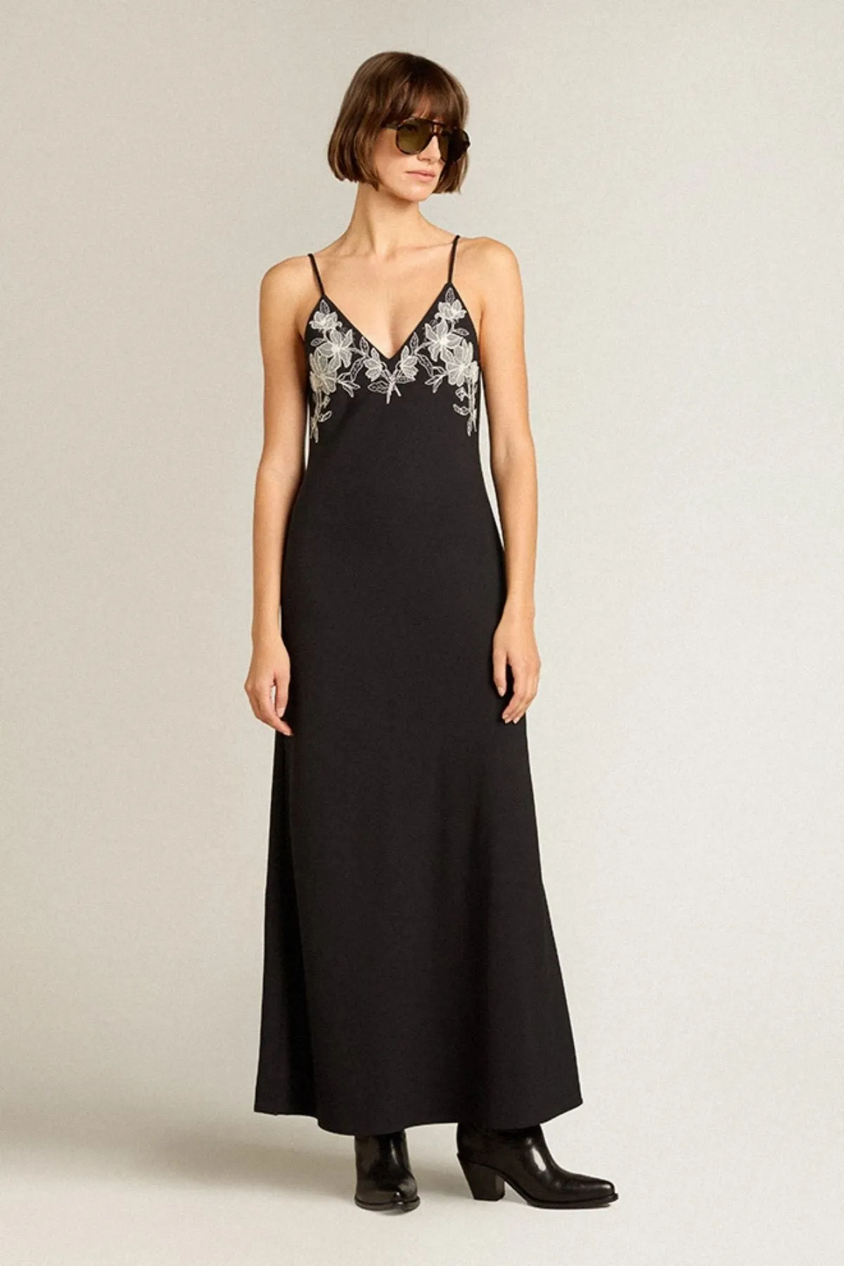 Golden Goose Embroidered Cami Maxi Dress - Polar Night