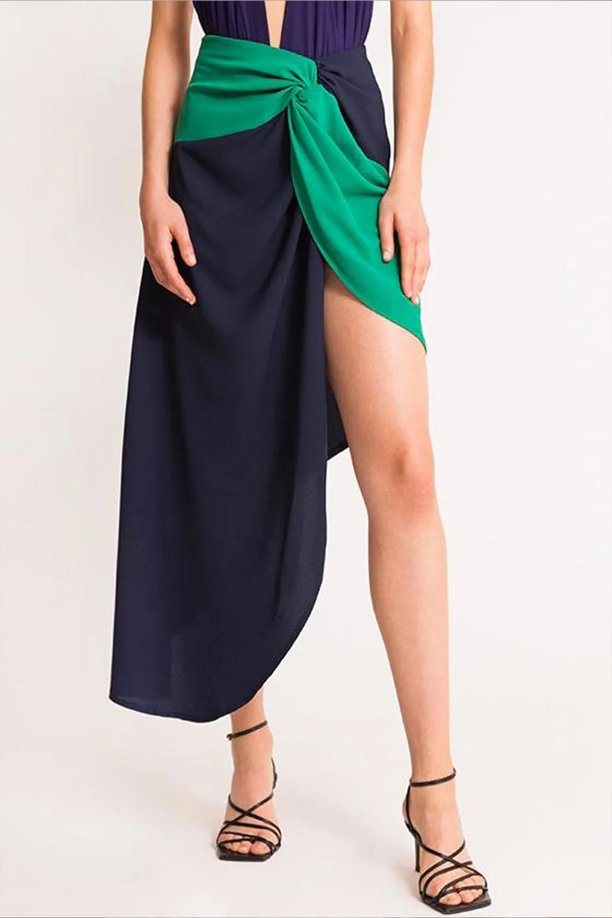 GRACE KNOT SKIRT NAVY BLUE & GREEN