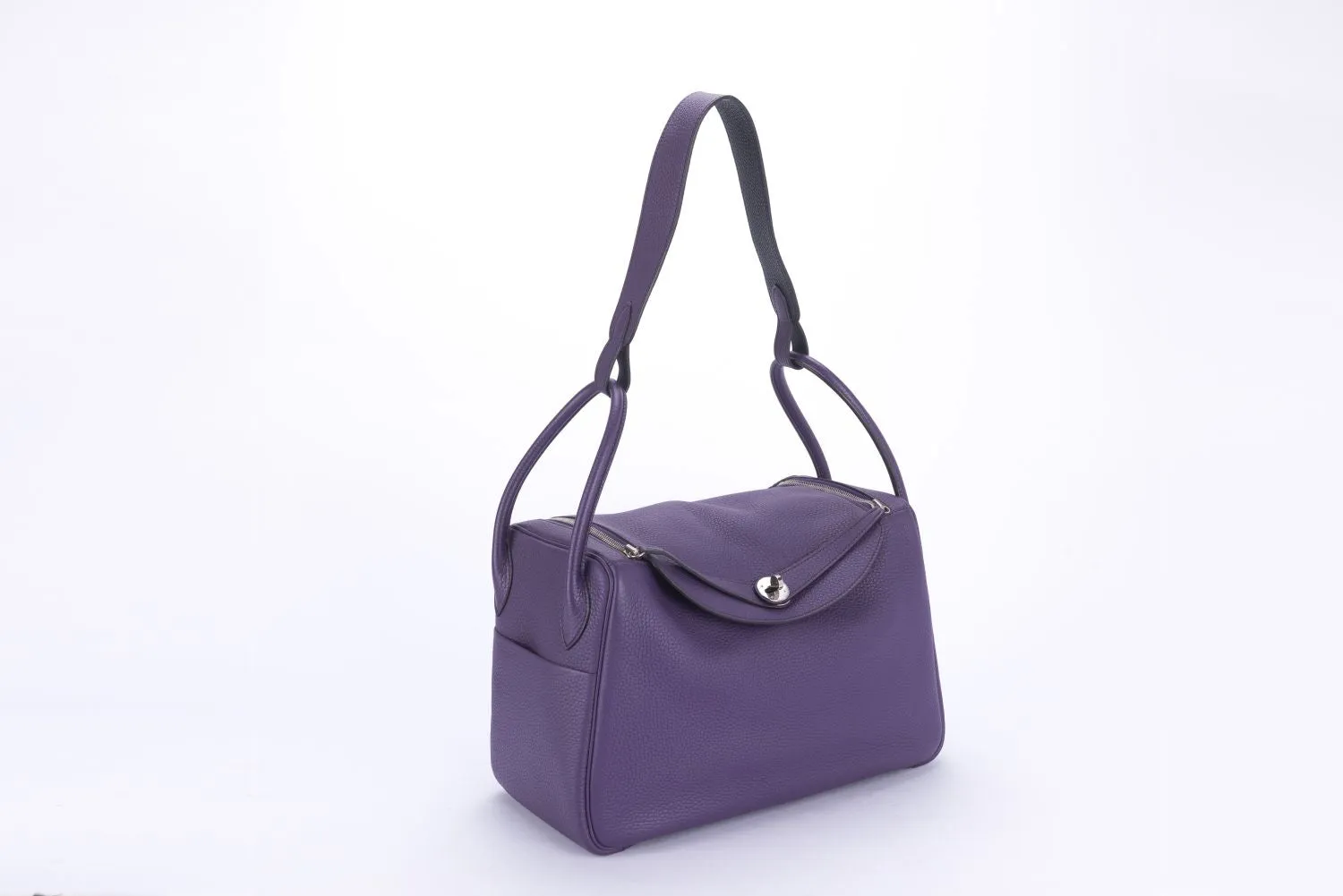 Hermes Lindy 34 Cassis Color with Blue Interior, Stamp P with Dust Cover