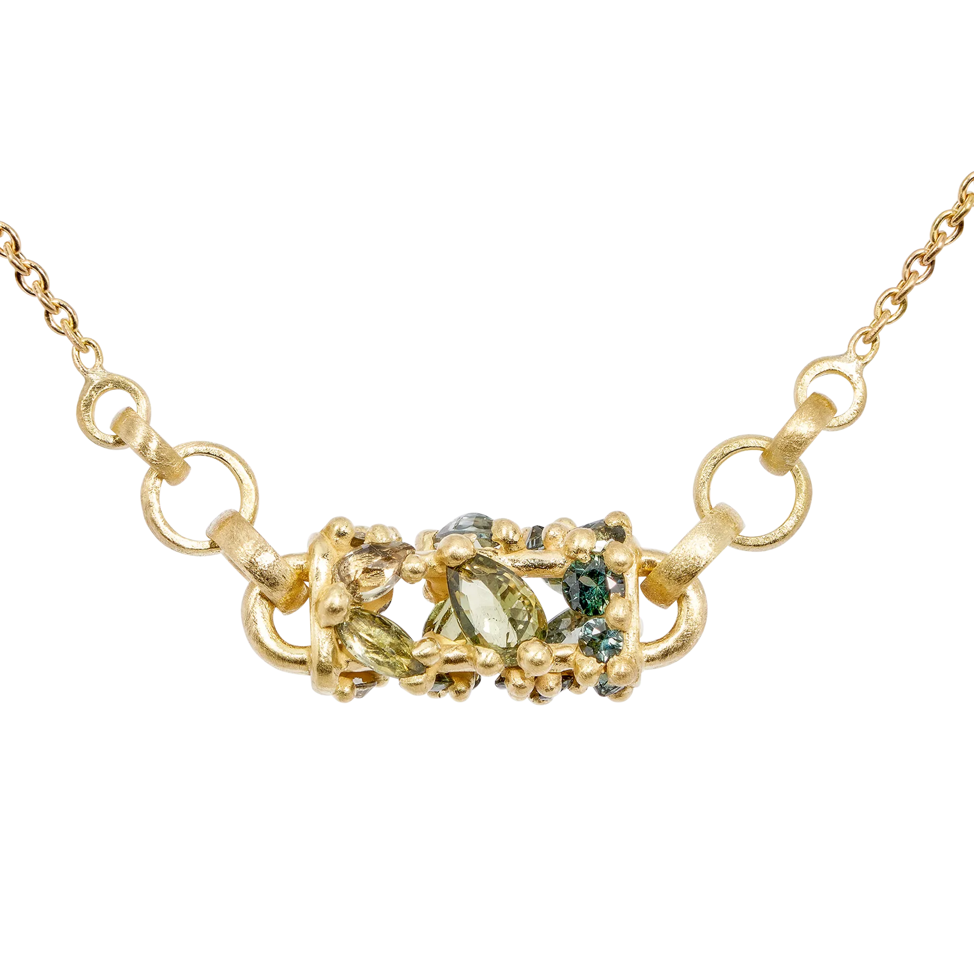 Horizontal Green Fontaine Necklace - 11692