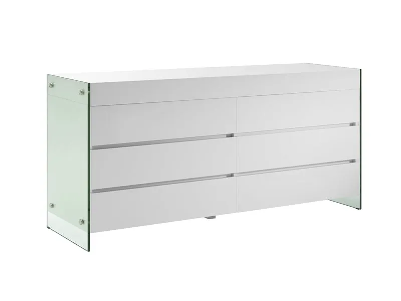 IL Vetro White Lacquer and Glass Dresser