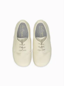 Ivory Leather Toddler Inglesito Ceremony Shoes