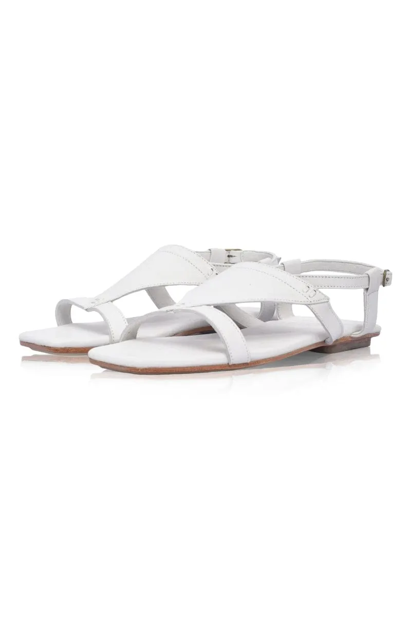 Kanvaz Ankle Strap Sandals in Pure White