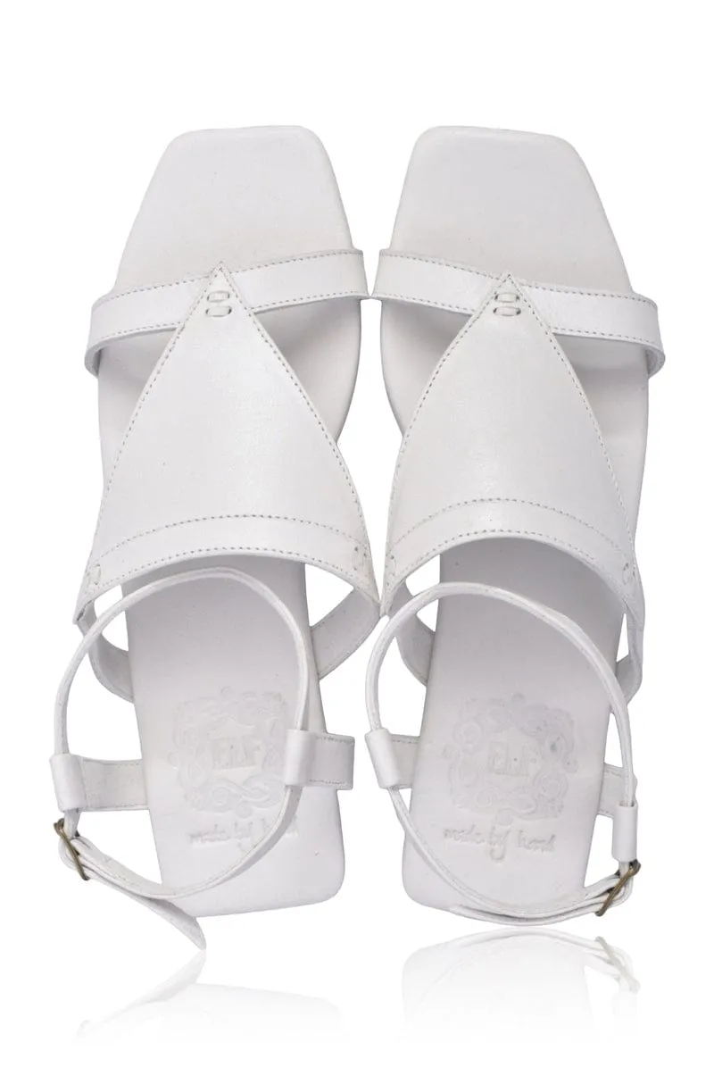 Kanvaz Ankle Strap Sandals in Pure White