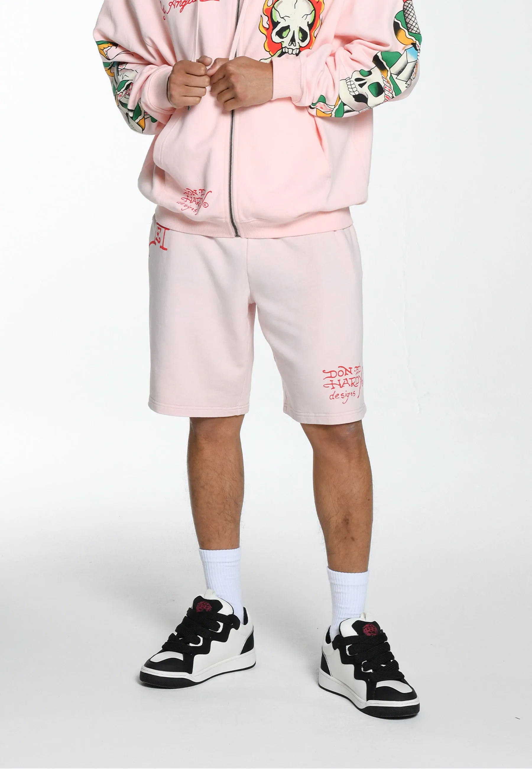 Mens True Till Death Sweat Shorts - Washed Pink