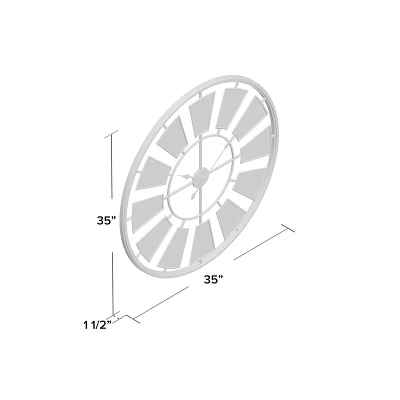 Mosiania Oversized Round Gray/White Metal 35" Wall Clock