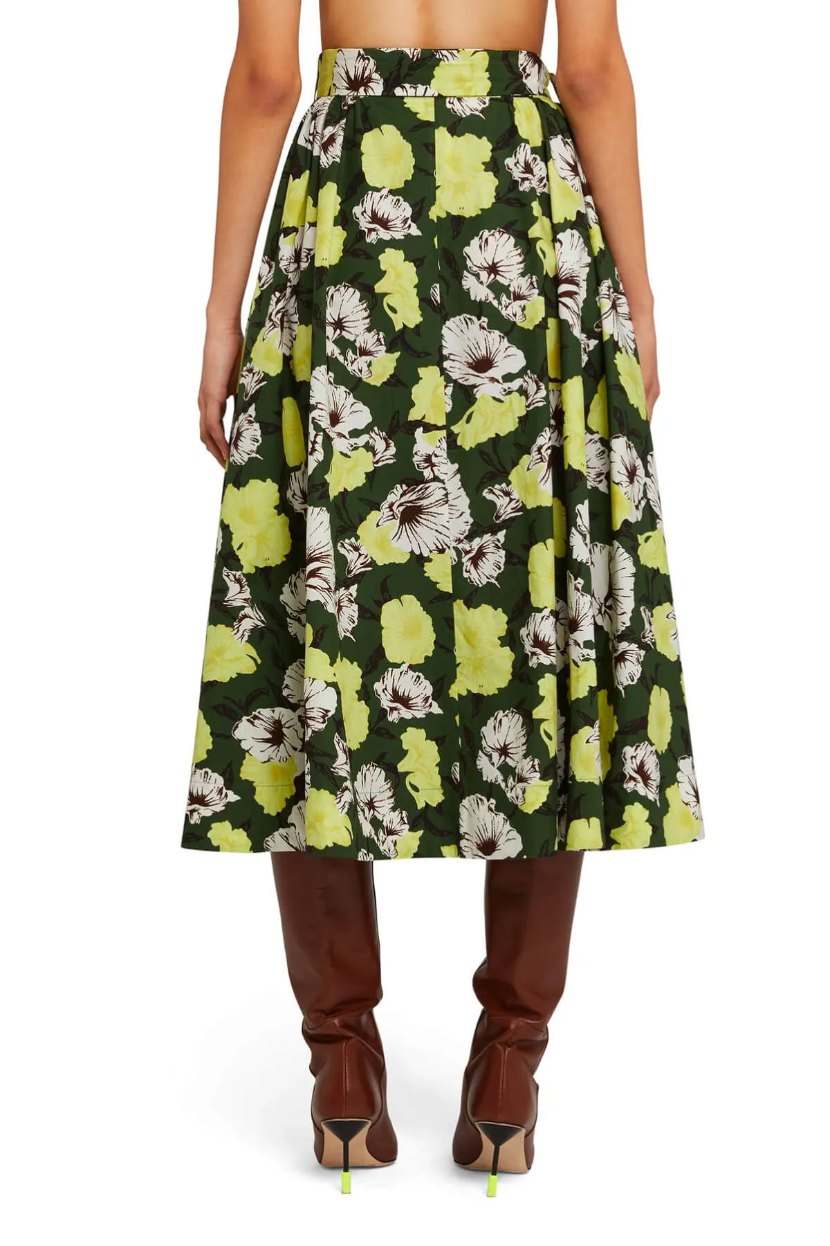 MSGM Hibiscus Camouflage Cotton Skirt - Military