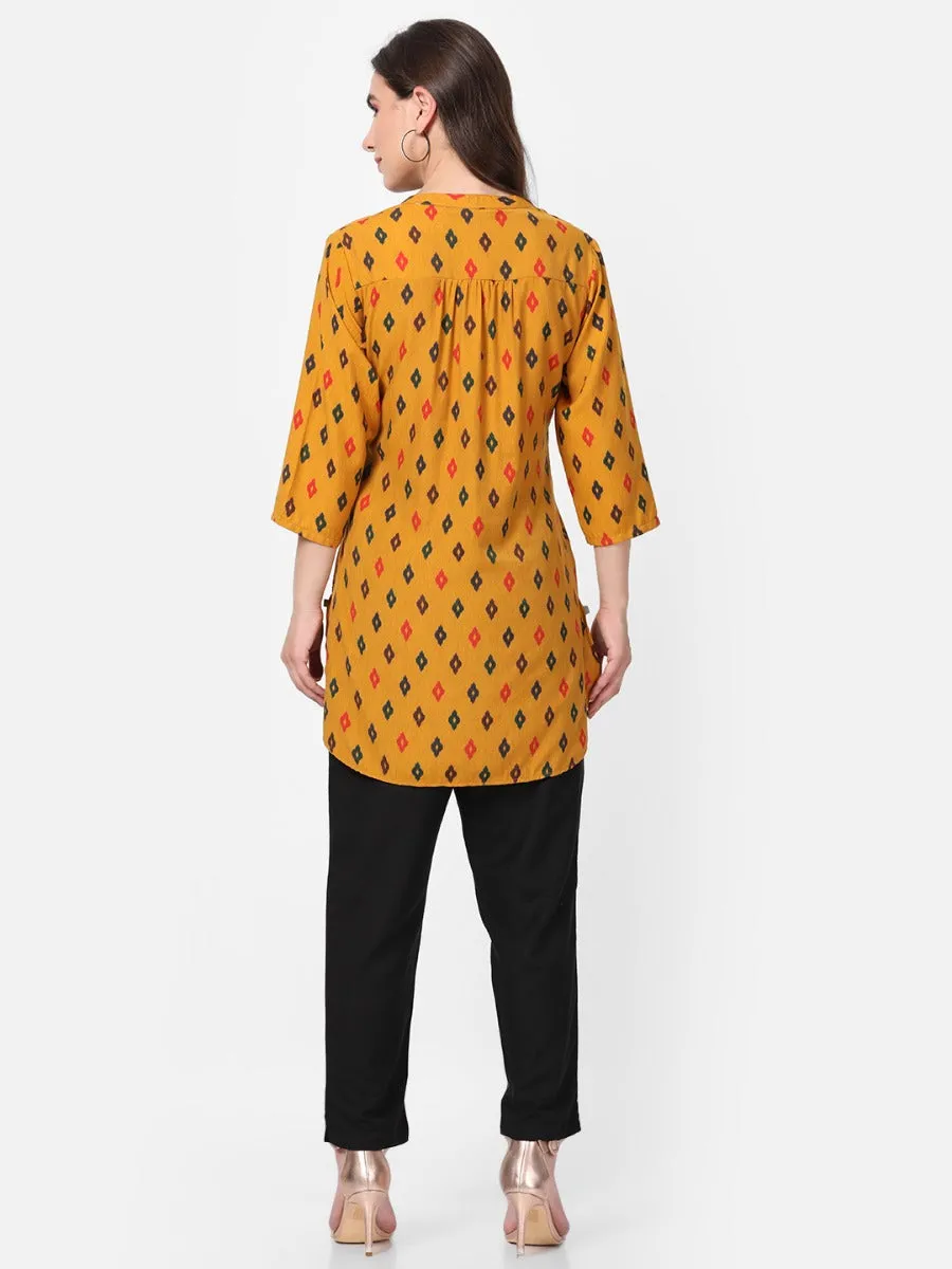 Mustard Geometrical Printed Tunic