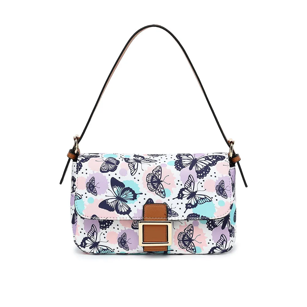 Nylon Printed Flap Crossbody