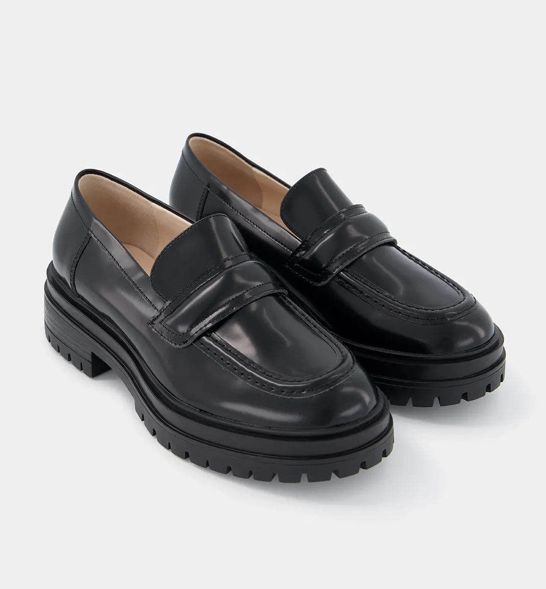 Olympia Slip On Leather Loafer | Black