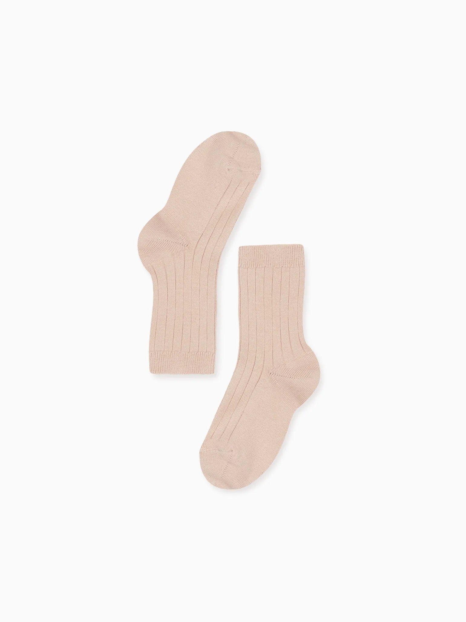 Pale Pink Ribbed Short Girl Socks