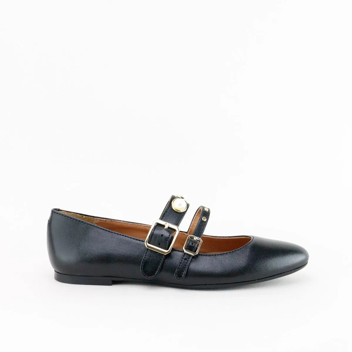 Papanatas Black Pearl Double Buckle Mary Jane