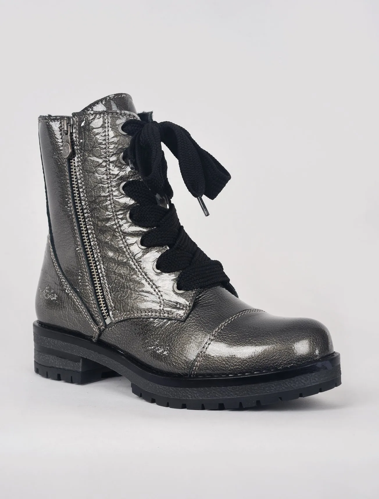 Paulie Patent Boot, Pewter