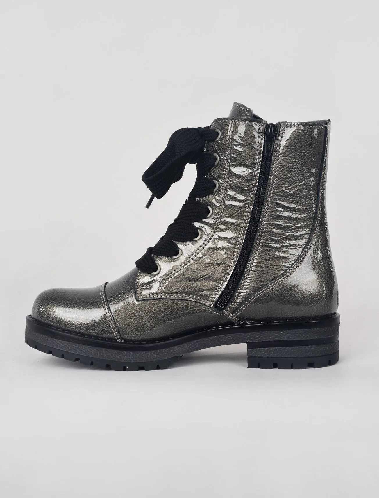 Paulie Patent Boot, Pewter