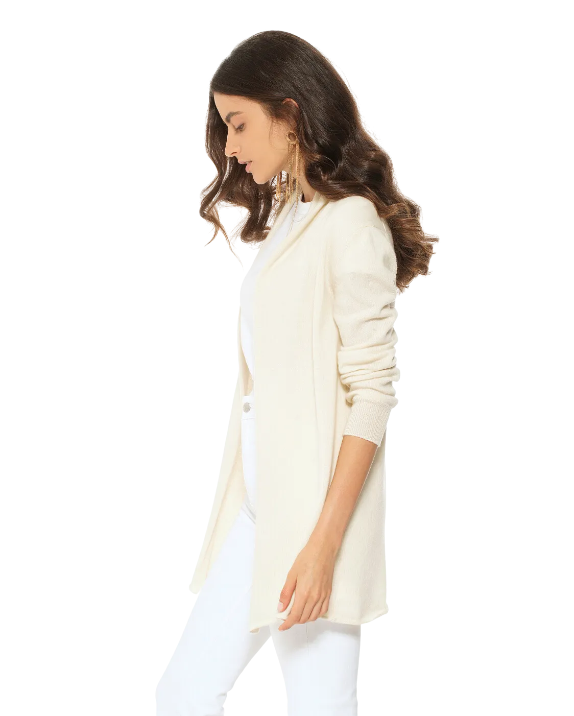 Pure Cashmere Open Front Cardigan Off White