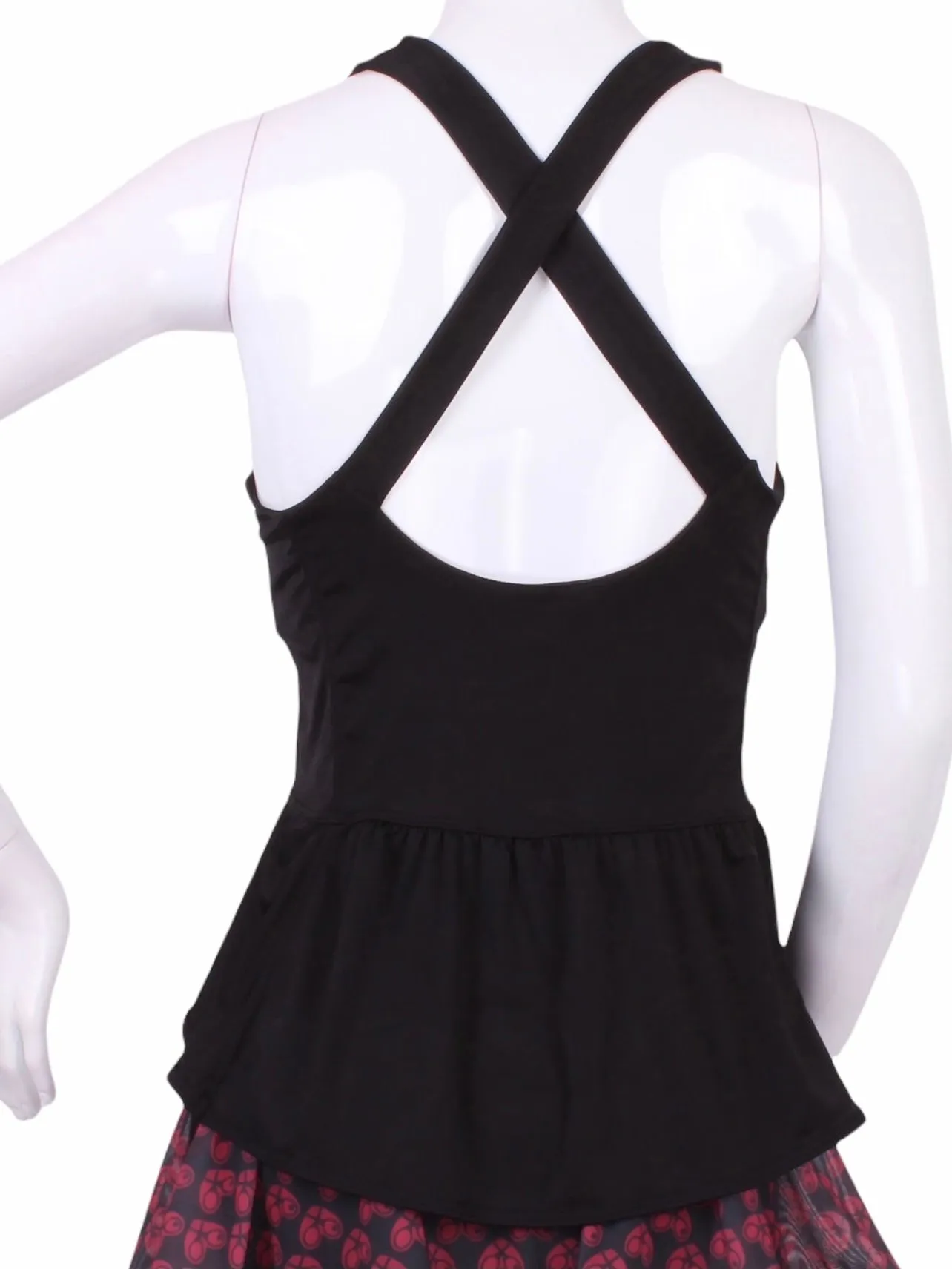 Ruffle Tank Tennis Top Black