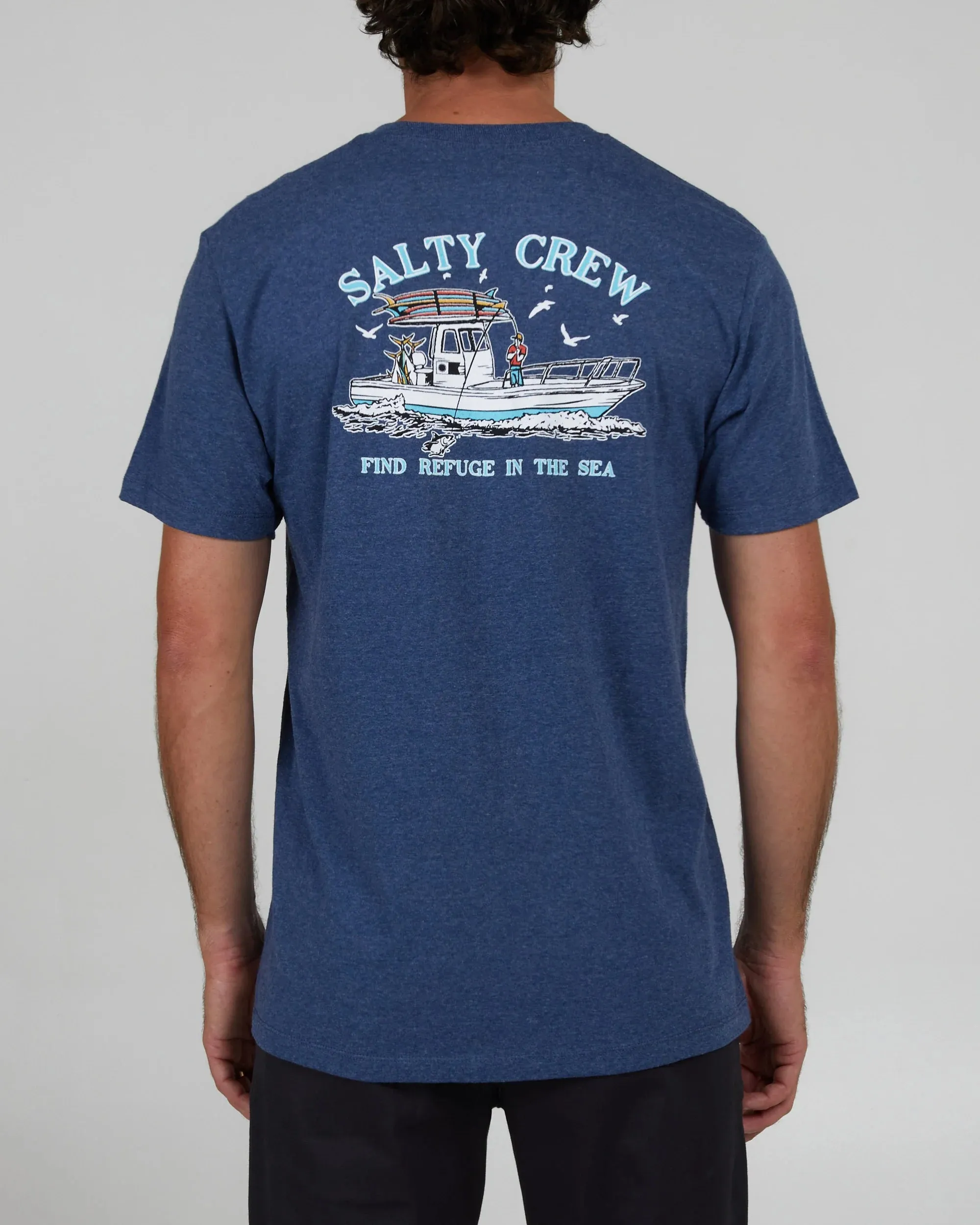 SALTY CREW FISH ON CLASSIC S/S TEE - NAVY HEATHER