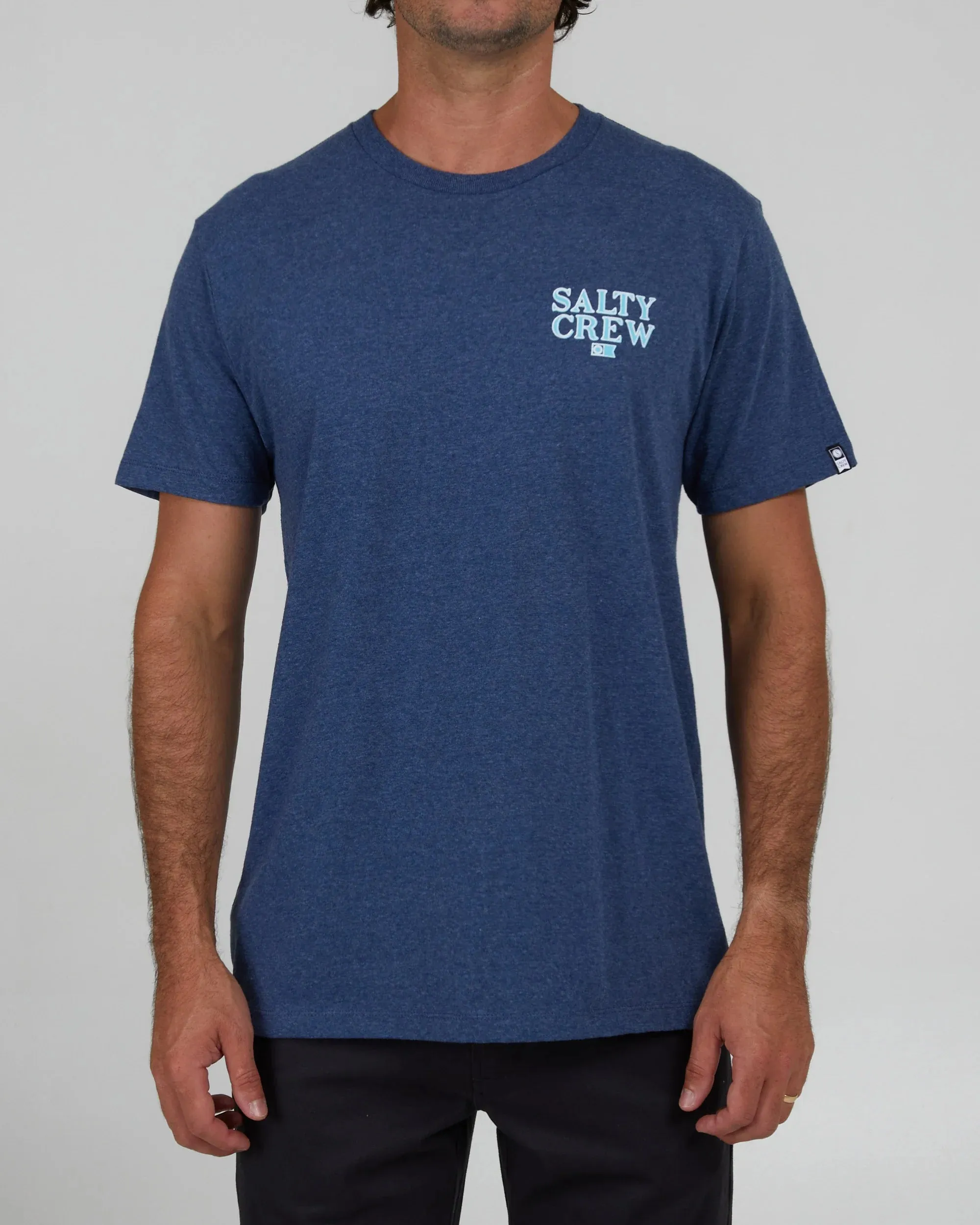 SALTY CREW FISH ON CLASSIC S/S TEE - NAVY HEATHER