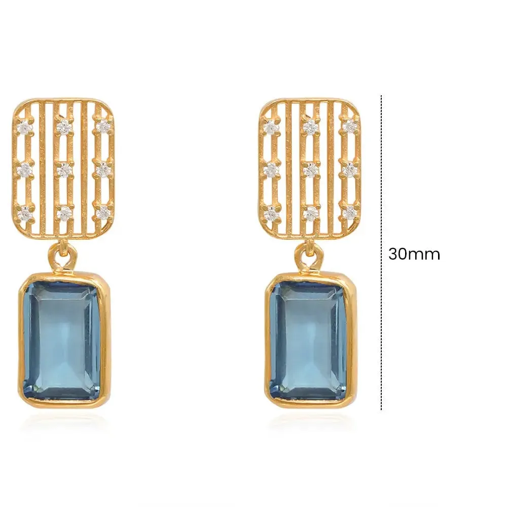 SILVER 92.5 BLUE ZIRCON EARRING