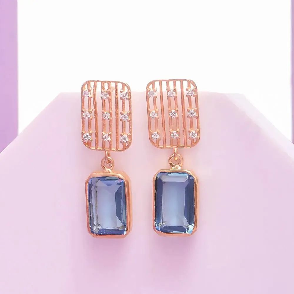 SILVER 92.5 BLUE ZIRCON EARRING