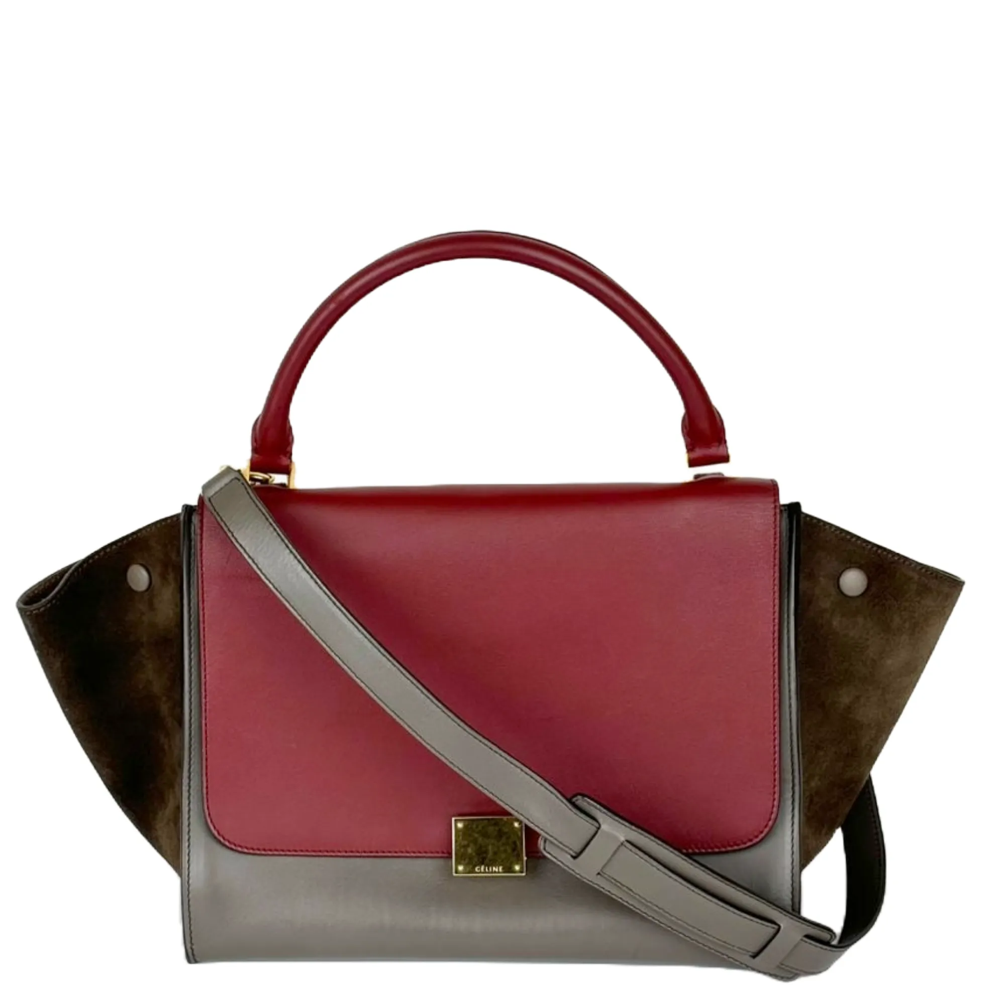 Small Trapeze Bag in Granite Tri-Color Leather and Suede